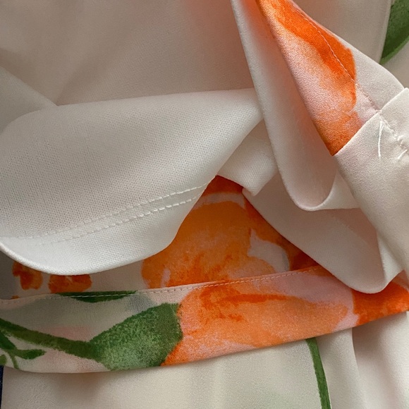 White House Black Market Orange Floral Jumpsuit Size 14 - Picture 6 of 13